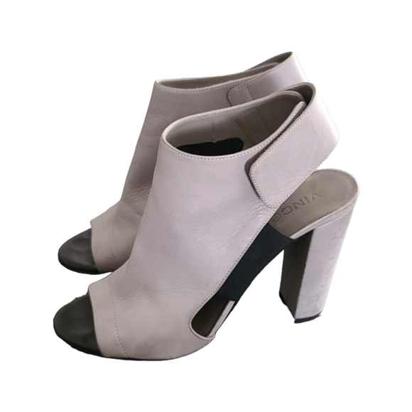 VINCE Anetta Chelsea Booties Heels 40 9 Slingback Sandals RARE Woodsmoke Grey - Picture 2 of 16